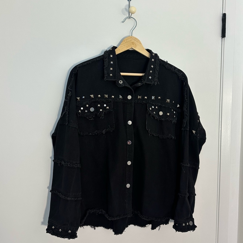 Black Embellished Jean Jacket